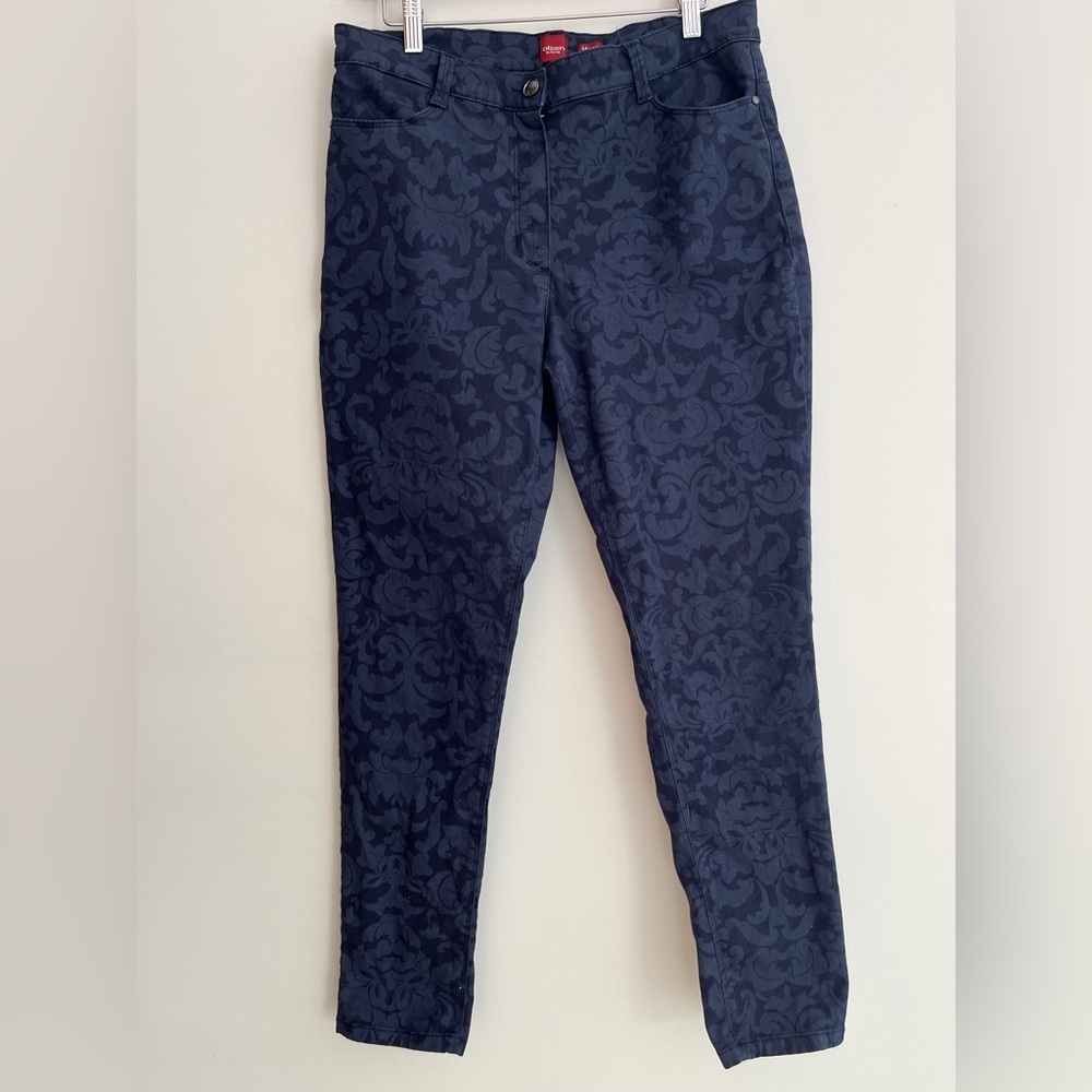 OLSEN Mona Skinny Leg Zip Closure Paisley Print Pants Artsy Classic Made Turkey